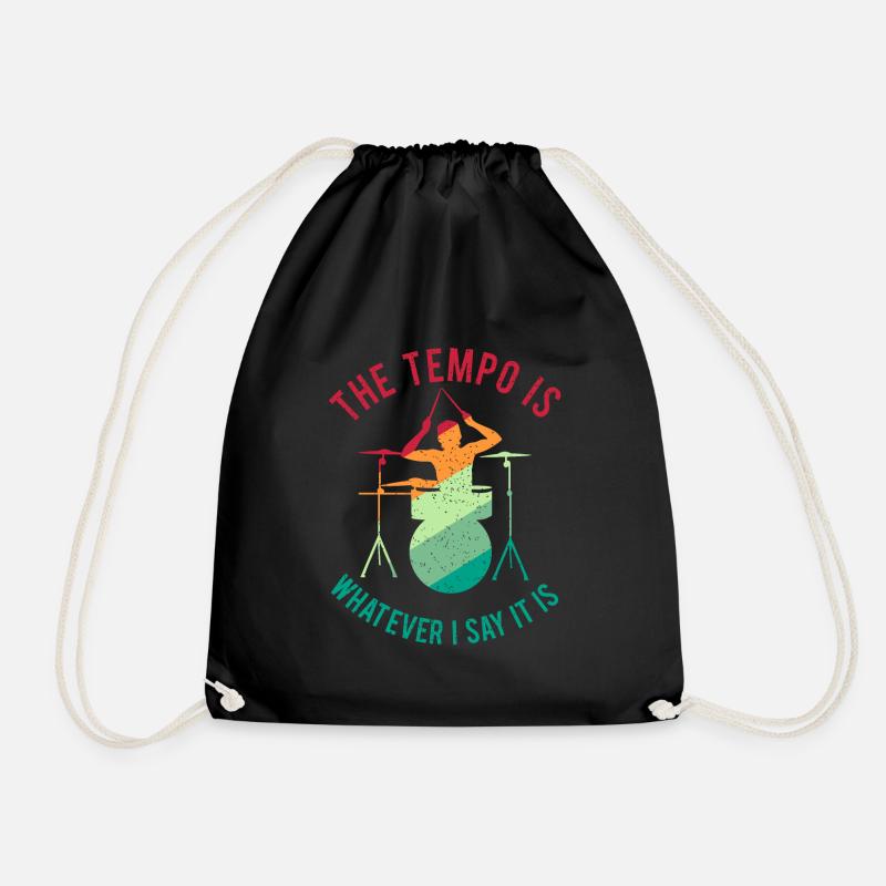 Drums Gift Drummer Percussion - Drawstring Bag - black