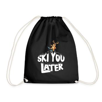 Ski You Later Elch Ski Vacation Apres Ski Shirt - Drawstring Bag - black - Front