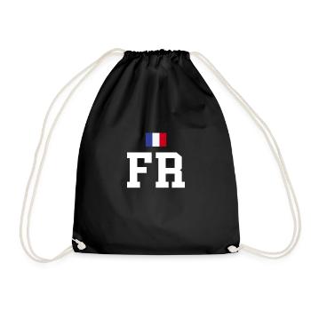 FR France flag flag - Drawstring Bag - black - Front