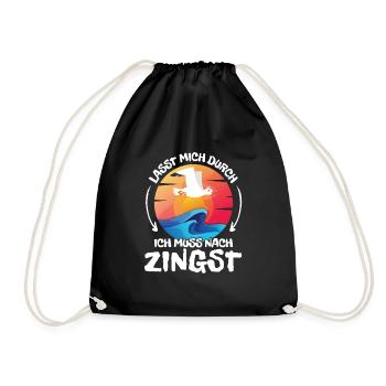 Lasst mich durch nach Zingst Möwe Sonne Strand - Turnbeutel - Schwarz - Vorne
