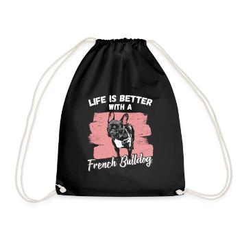 French Bulldog - Drawstring Bag - black - Front
