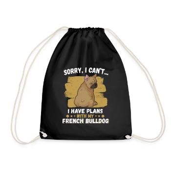 French Bulldog - Drawstring Bag - black - Front