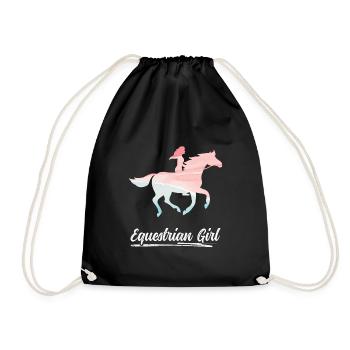 Equestrian Girl Horse Riding Dressage - Drawstring Bag - black - Front