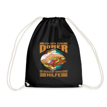 Ich geh zum Döner er braucht Hilfe - Turnbeutel - Schwarz - Vorne