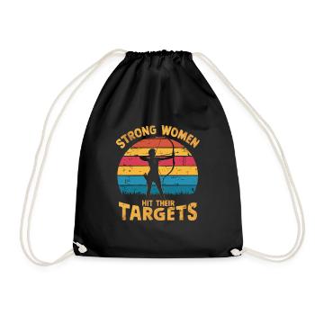 Strong women hit their targets Archery - Drawstring Bag - black - Front