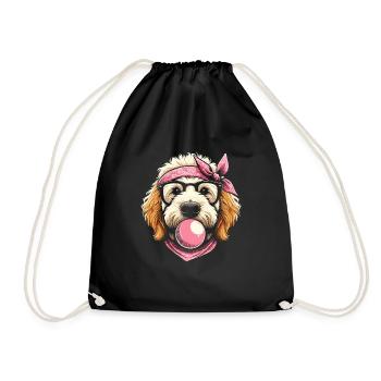 Bernedoodle Dog Chewing Gum - Drawstring Bag - black - Front