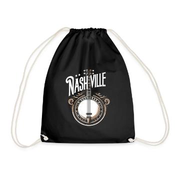 Banjo Guitar Bluegrass Music Nashville - Drawstring Bag - black - Front