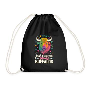 Nur ein Mädchen, das Buffalos liebt Büffel - Turnbeutel - Schwarz - Vorne