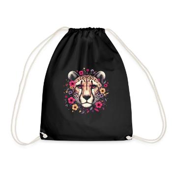 Guépard Fleurs de guépard - Sac de sport léger - noir - Devant