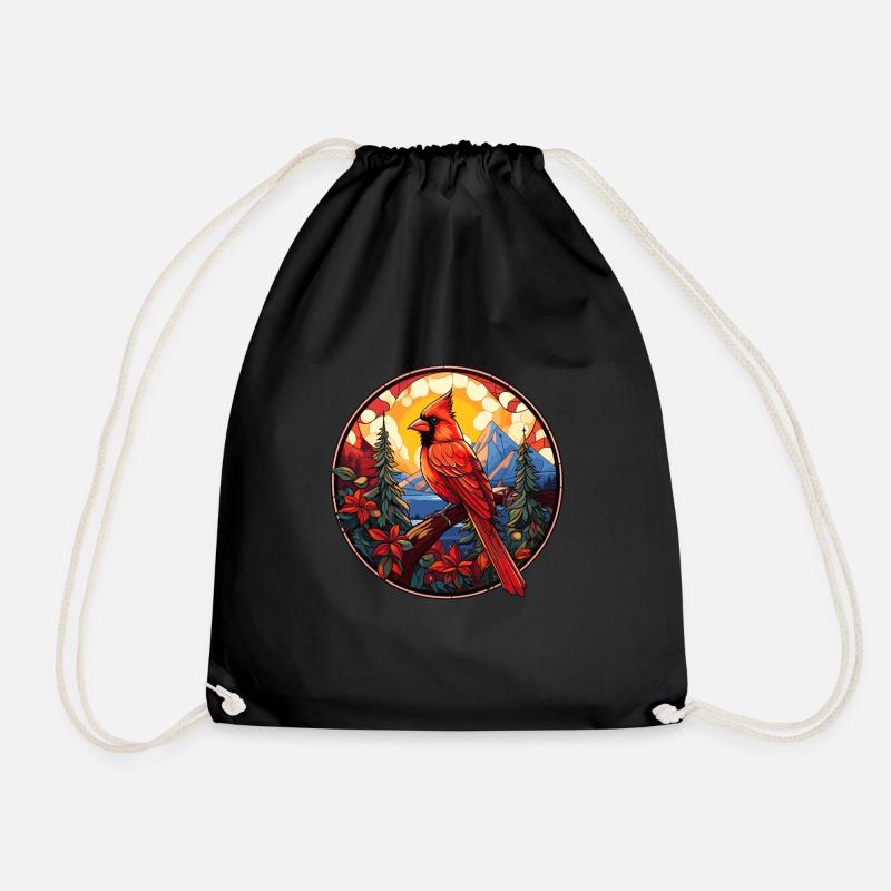 Red Cardinal Vogel - Drawstring Bag - black