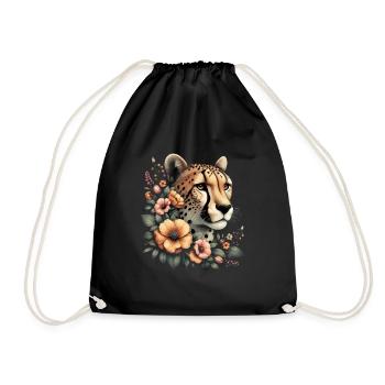 Guépard Fleurs de guépard - Sac de sport léger - noir - Devant