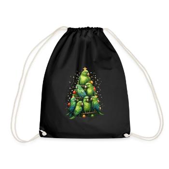 Budgie Parakeet Christmas Tree - Drawstring Bag - black - Front