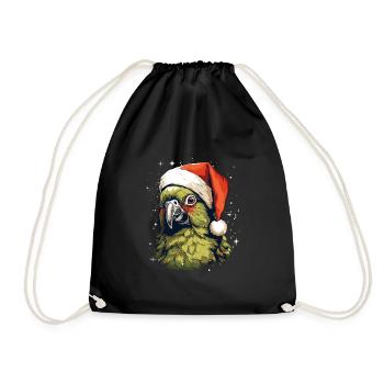 Budgie Parakeet Christmas Santa Hat - Drawstring Bag - black - Front