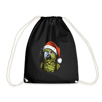 Budgie Parakeet Christmas Santa Hat - Drawstring Bag - black - Front