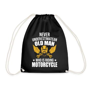 old men motorcycle - Drawstring Bag - black - Front