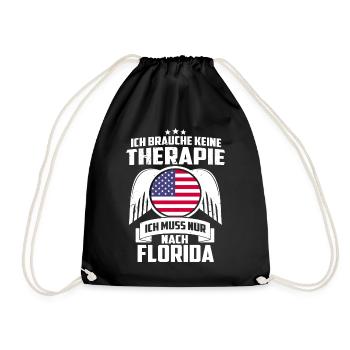 FLORIDA - KEINE THERAPIE - SPRUCH - GESCHENK - Turnbeutel - Schwarz - Vorne