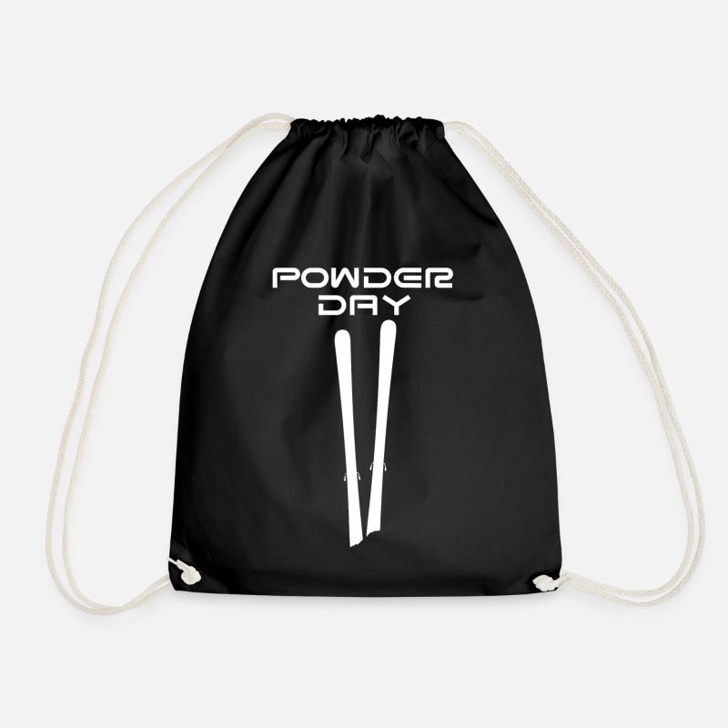 Powder day skiing - Drawstring Bag - black