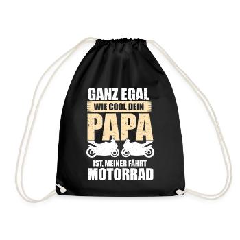 Motorrad Biker Bike Motorradfahrer Papa Geschenk - Turnbeutel - Schwarz - Vorne