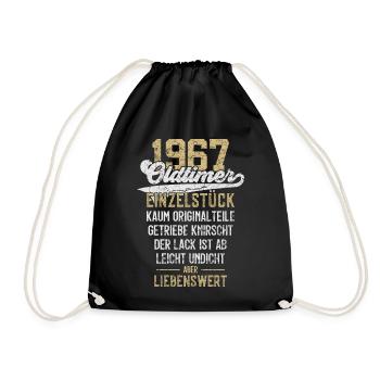 LUSTIG 59. GEBURTSTAG OLDTIMER 1967 EINZELSTÜCK - Turnbeutel - Schwarz - Vorne