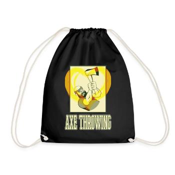 Axe Throwing Axe Throwing Axe Throwing Sport Double Axe - Drawstring Bag - black - Front
