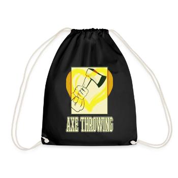 Axe Throwing Axe Throwing Axe Throwing Sport Double Axe - Drawstring Bag - black - Front