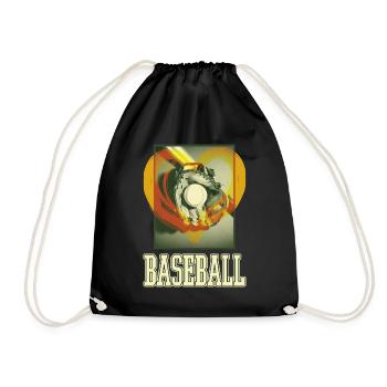 Baseball Ball Handschuh Schläger Vintage Retro - Turnbeutel - Schwarz - Vorne