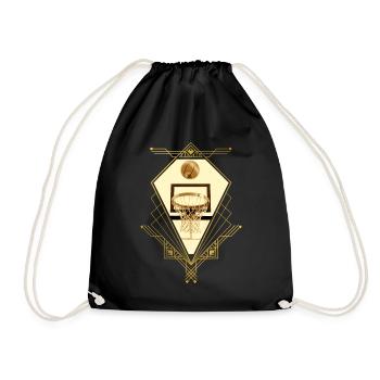 Basketball Korb Gold Basketballkorb Spieler - Turnbeutel - Schwarz - Vorne