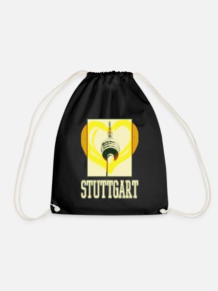 Stuttgart Deutschland Stadt Skyline Herz Liebe - Turnbeutel - Schwarz