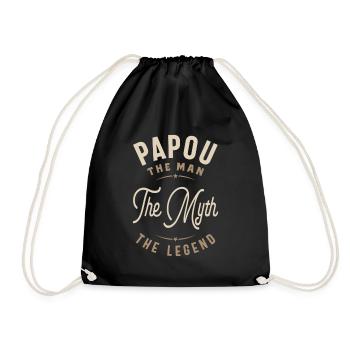 Papou The Man The Myth The Legend - Drawstring Bag - black - Front