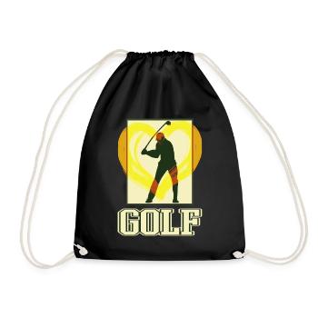 Golf Golfen Golfspieler Sport Hobby Vintage Herz - Turnbeutel - Schwarz - Vorne