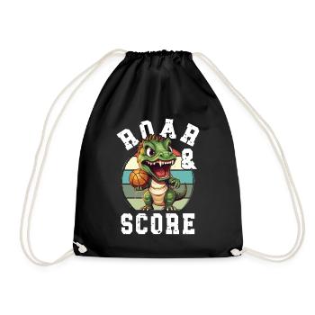 Basketball Dino T-Rex Player Sports Comic Cartoon - Drawstring Bag - black - Front