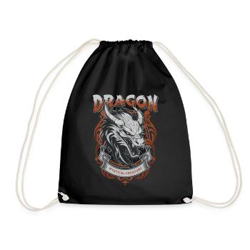 Dragon Fantasy Magic Mysticism Creature Animal Vintage - Drawstring Bag - black - Front