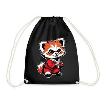 Mignon petit ours panda roux - Sac de sport léger - noir - Devant
