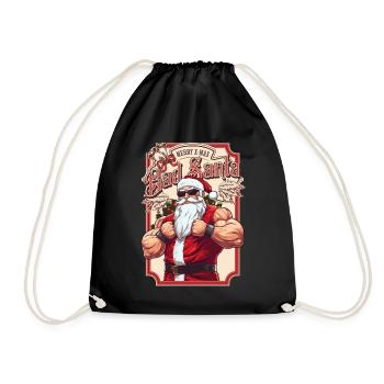 Bath Santa Claus Muscles Strong Christmas - Drawstring Bag - black - Front