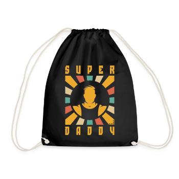 Super Daddy (Dad / Papa / Rays / 4C) - Drawstring Bag - black - Front