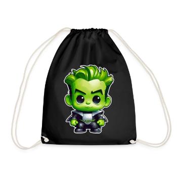 Cute green monster - Drawstring Bag - black - Front