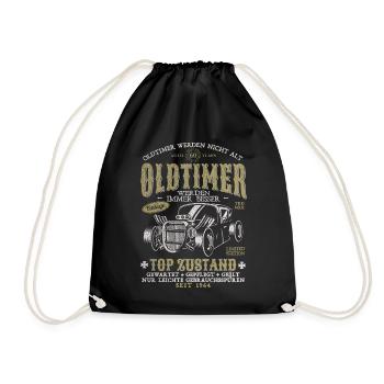 OLDTIMER WERDEN NICHT ALT 1964 60 JAHRE - Turnbeutel - Schwarz - Vorne