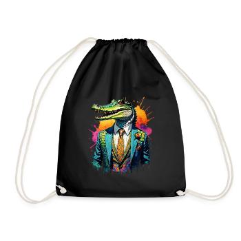 Crocodile en costume - Sac de sport léger - noir - Devant