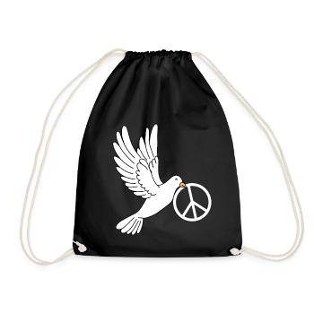 Dove of peace with peace sign - Drawstring Bag - black - Front