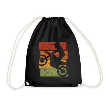 Motocross Retro Motorrad Motorcross Stunt Enduro - Drawstring Bag - black - Front