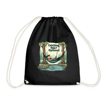 Attraper du poisson ? Optionnel! Chemise de pêche pêcheur - Sac de sport léger - noir - Devant