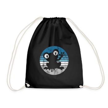 Frosch Frösche Geschenk für Kinder Lustig Witzig - Turnbeutel - Schwarz - Vorne