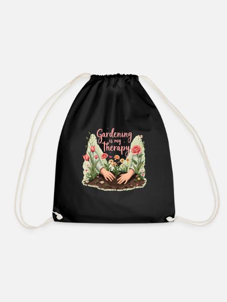 Gardening is My Therapy – Natur & Entspannung - Turnbeutel - Schwarz