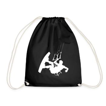 Kitesurfing Women's Kitesurfing Kitesurfing Kitesurfer - Drawstring Bag - black - Front