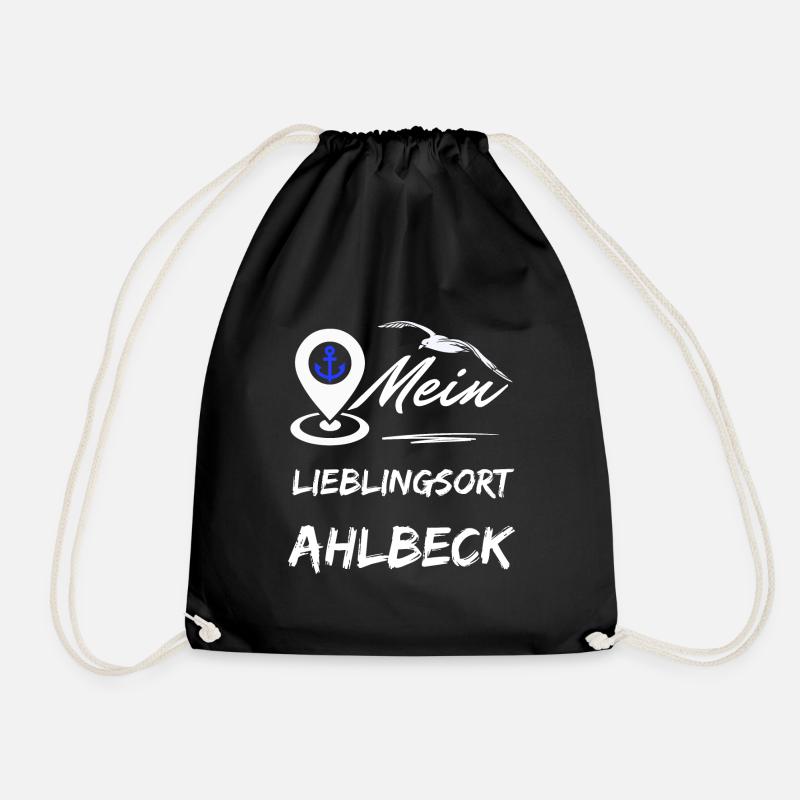 Ahlbeck mein Lieblingsort-Ostseebad Ahlbeck-Möwe - Turnbeutel - Schwarz