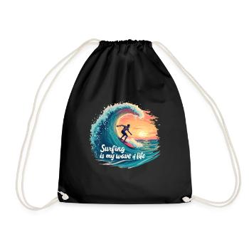 Le surf est ma vague de vie – Surfer & Ocean - Sac de sport léger - noir - Devant