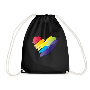 herz rainbow - Turnbeutel - Schwarz - Vorne
