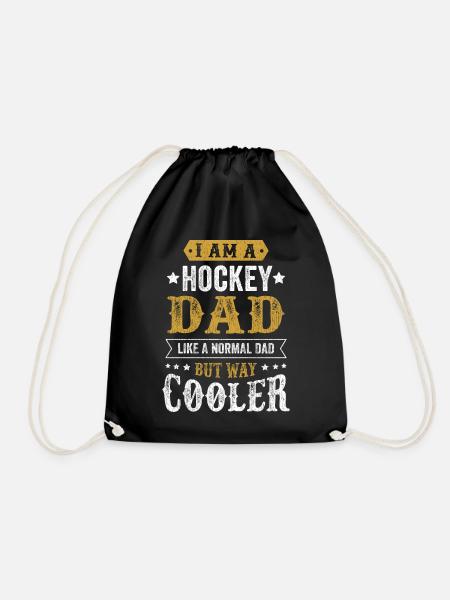 HOCKEY DAD ice hockey father dad husband gift - Drawstring Bag - black