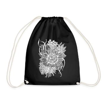 Blumen | Blumenstrauss | Blumenbouquet Lines Art - Turnbeutel - Schwarz - Vorne