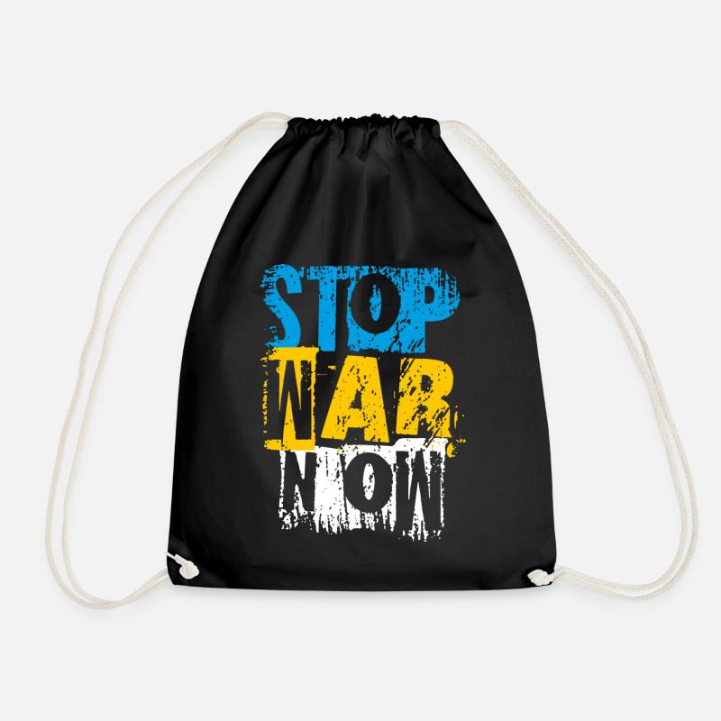Stop War Now - Drawstring Bag - black
